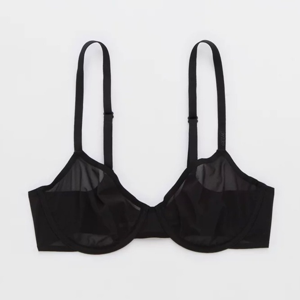 NWT Aerie SMOOTHEZ Mesh Bralette True Black Womens Size XS